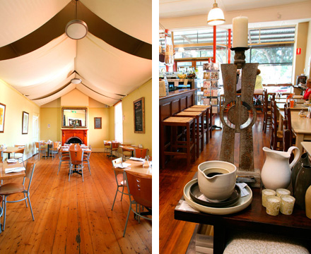 Image: Left: the restaurant at the Holgate Brewery, Woodend

Right: Maloa House Gourmet Delights, Woodend